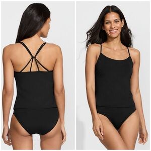 Lands' End Tugless strappy back tankini Black